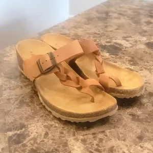 A. GIANNETTI Brown Leather Braided Slip on Footbed Wedge size 7.5
