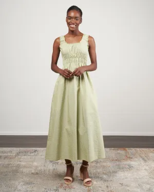 accordion dress - grass green check