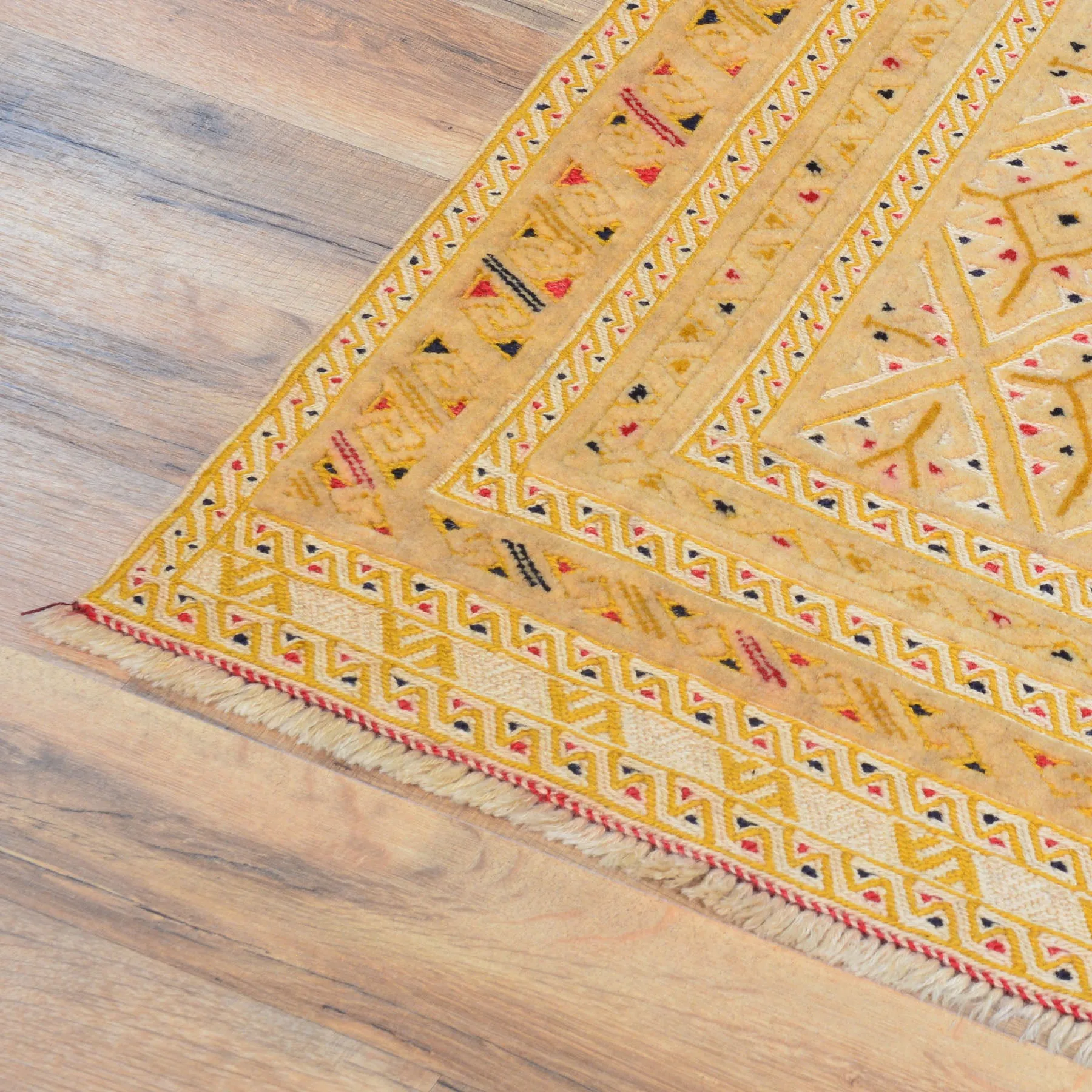 Afghan Tribal Mashwani Handmade Geometric Design Wool Rug (Size 2.9 X 3.11) Cwral-8415