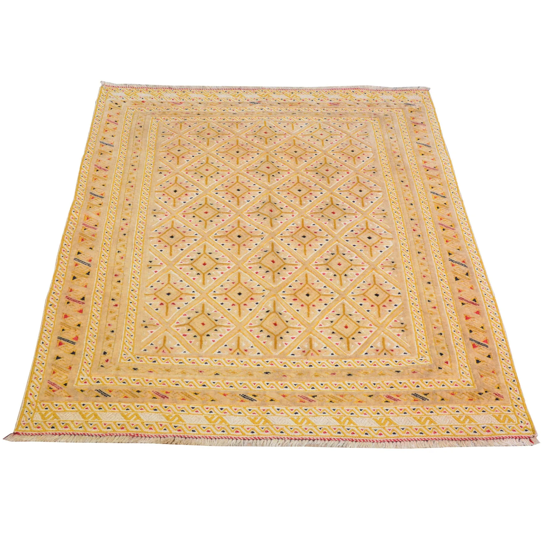 Afghan Tribal Mashwani Handmade Geometric Design Wool Rug (Size 2.9 X 3.11) Cwral-8415