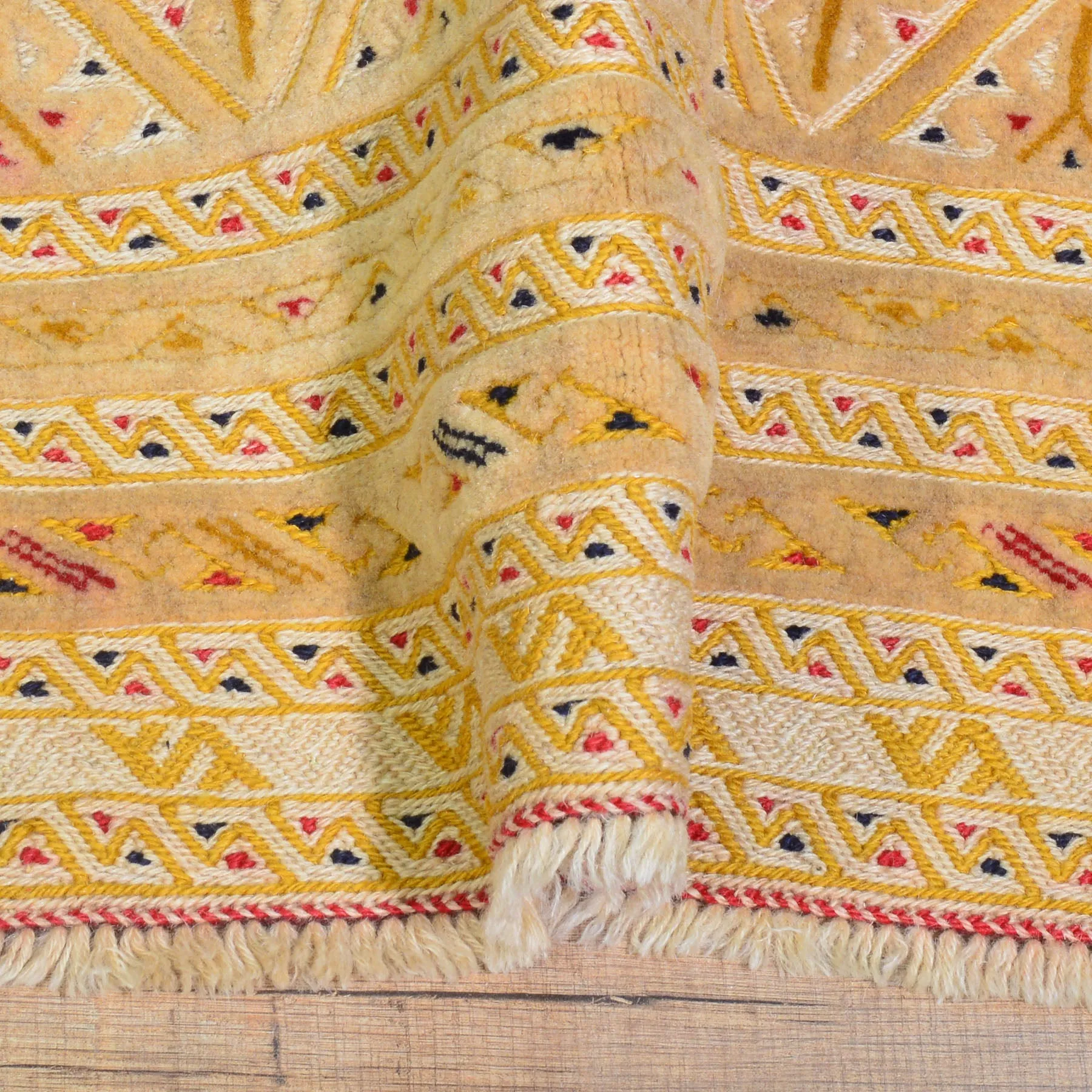 Afghan Tribal Mashwani Handmade Geometric Design Wool Rug (Size 2.9 X 3.11) Cwral-8415