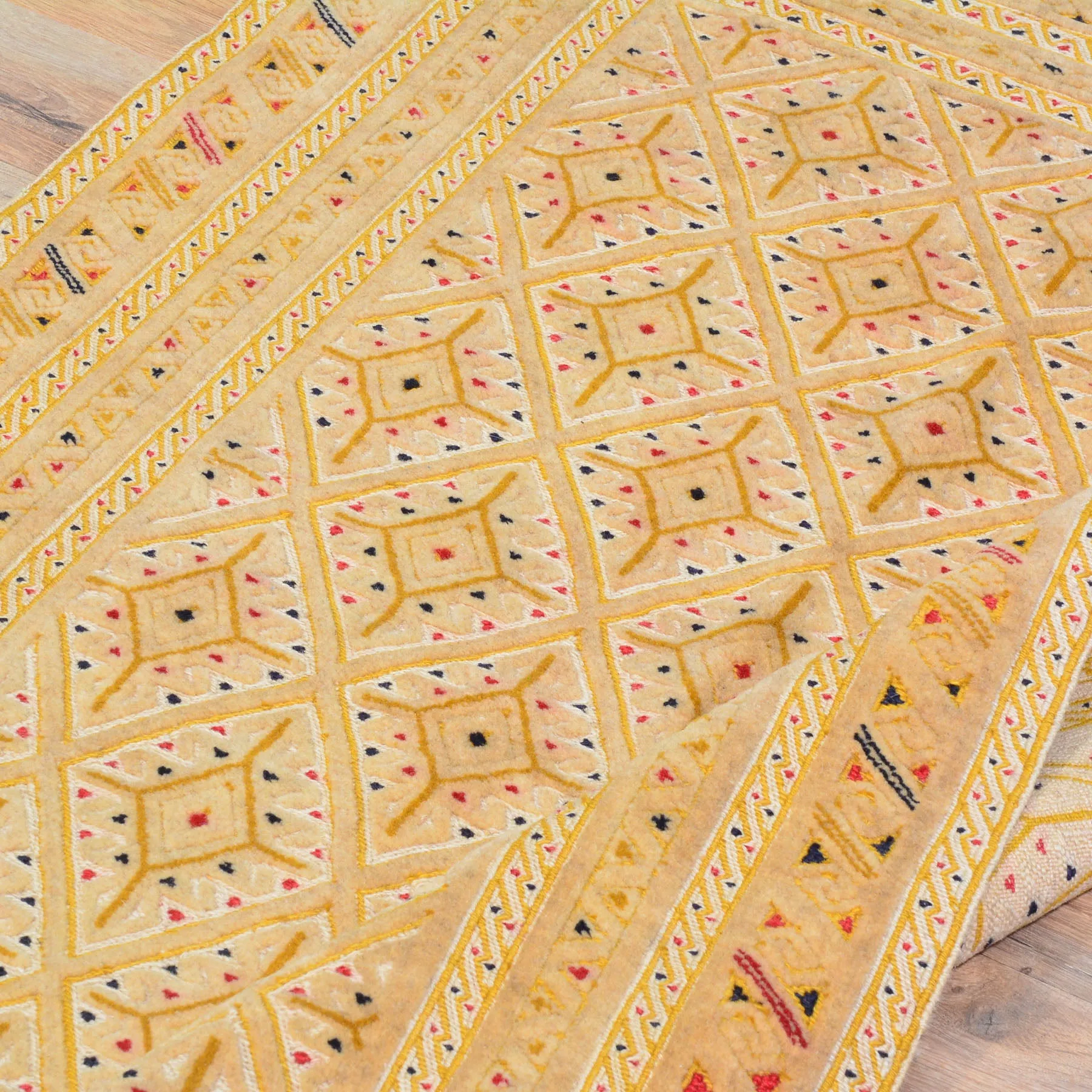 Afghan Tribal Mashwani Handmade Geometric Design Wool Rug (Size 2.9 X 3.11) Cwral-8415