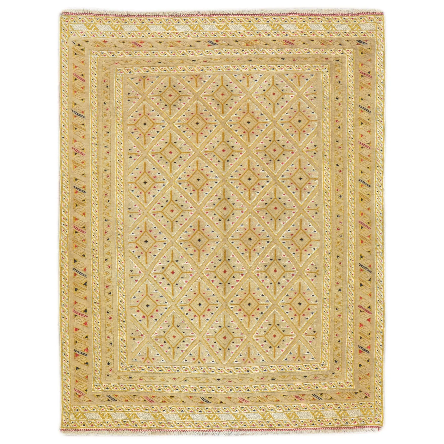 Afghan Tribal Mashwani Handmade Geometric Design Wool Rug (Size 2.9 X 3.11) Cwral-8415