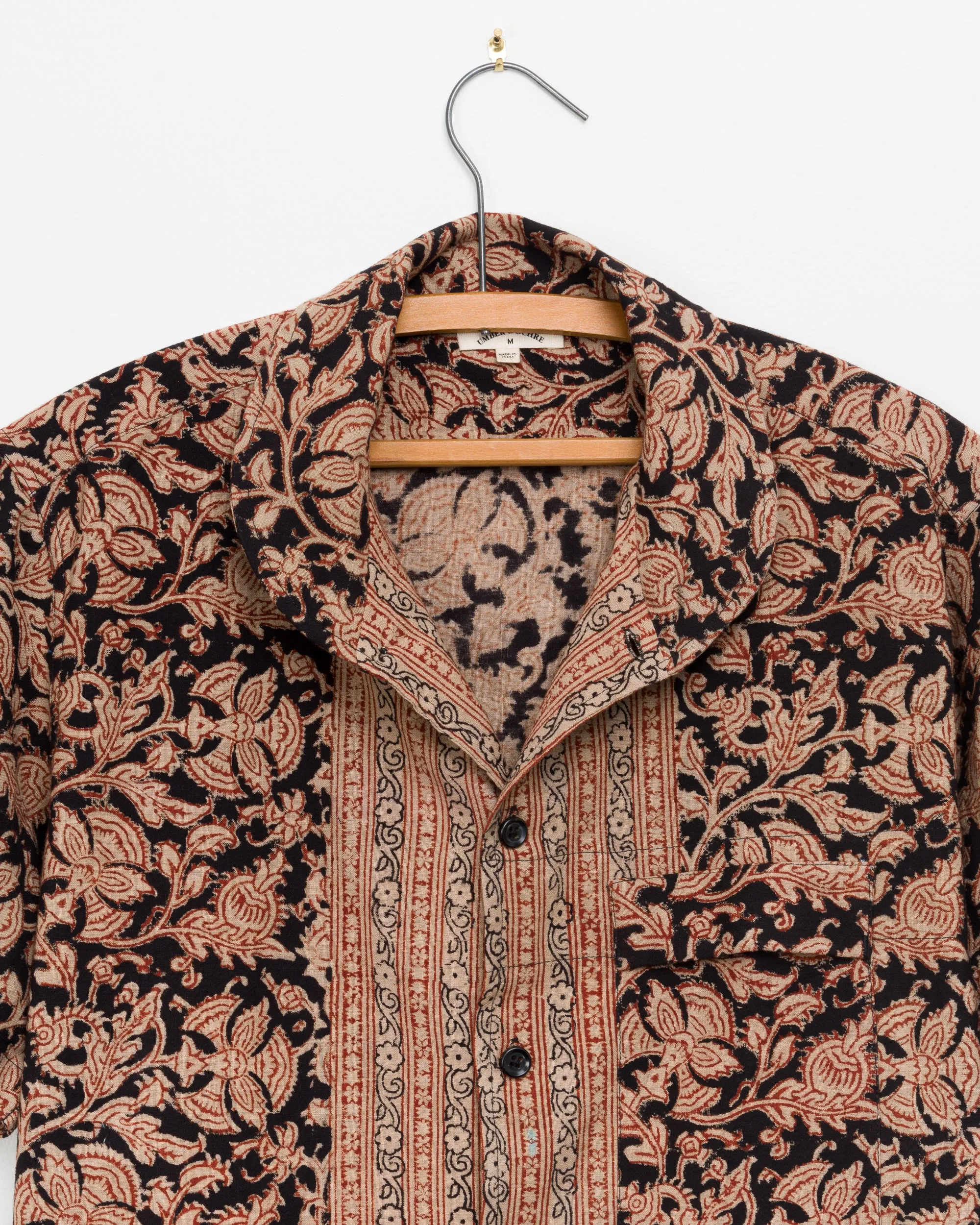 Ahmad Shawl Collar Shirt in Black Border