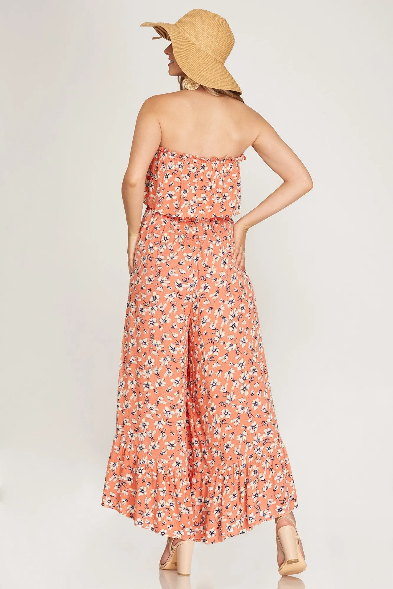 ALICIA JUMPSUIT -PEACH CORAL