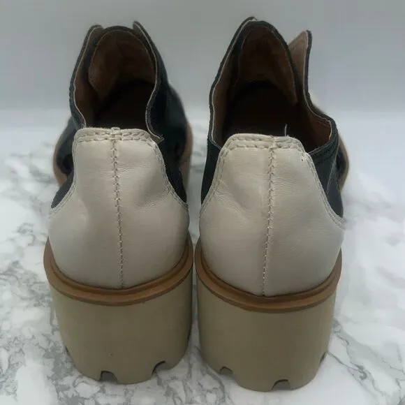 ALL BLACK ANTHROPOLOGIE Black and Beige Cut Out Platform Loafer-41/US 10