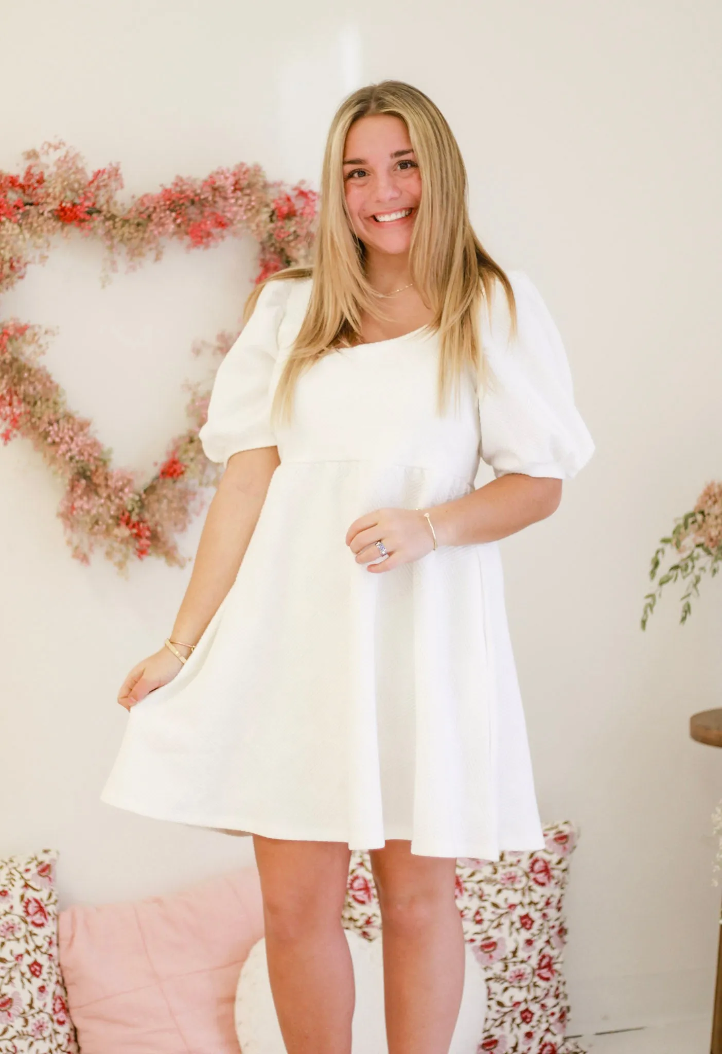 Always On My Mind Textured Dress in White