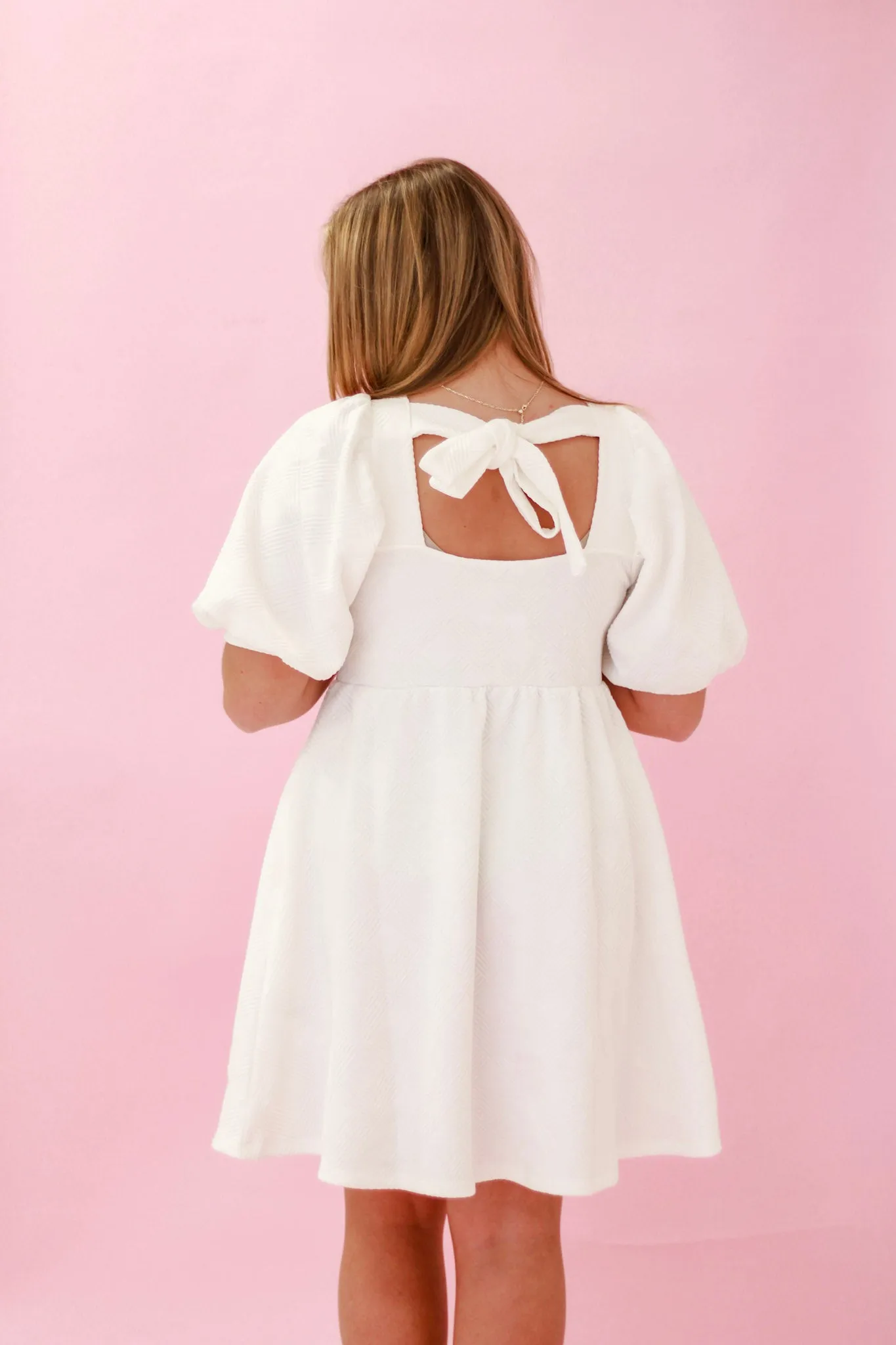 Always On My Mind Textured Dress in White