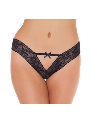 Amorable - Slipje V-shape Met Bandjes En Strikje - Zwart