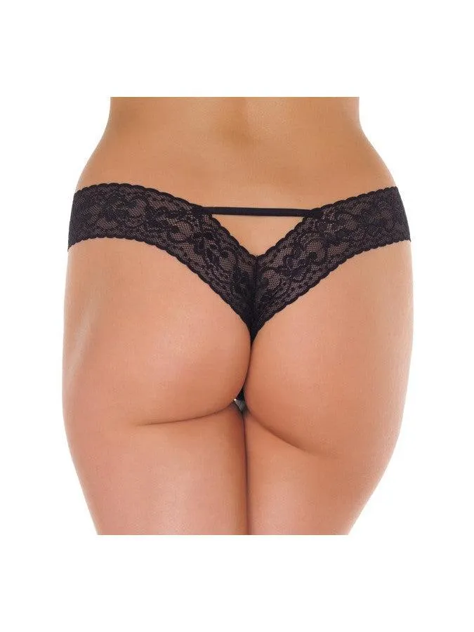 Amorable - Slipje V-shape Met Bandjes En Strikje - Zwart
