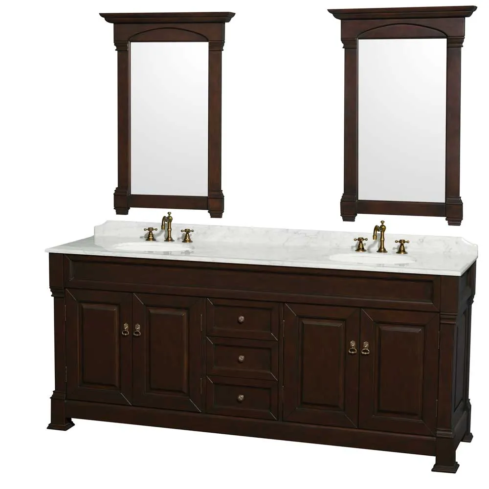 Andover 80 Inch Double Bathroom Vanity in Dark Cherry