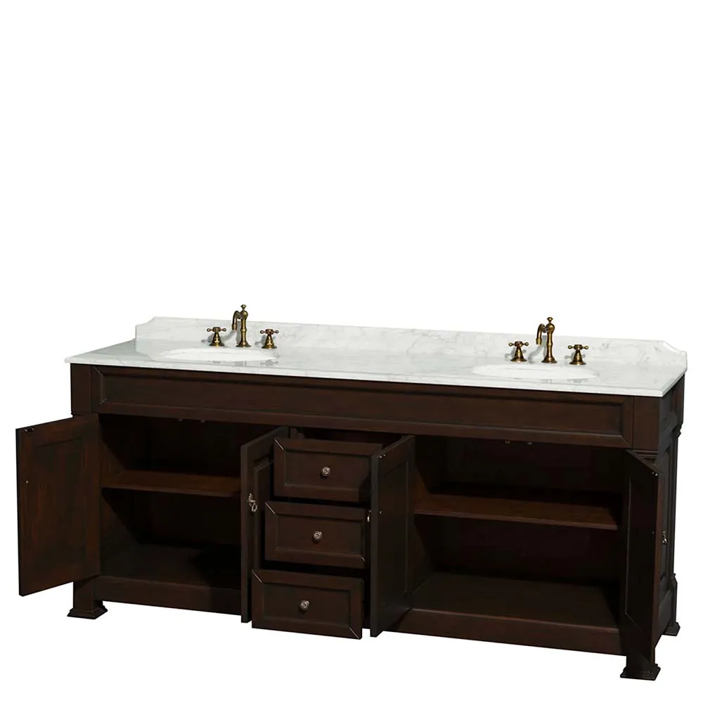 Andover 80 Inch Double Bathroom Vanity in Dark Cherry