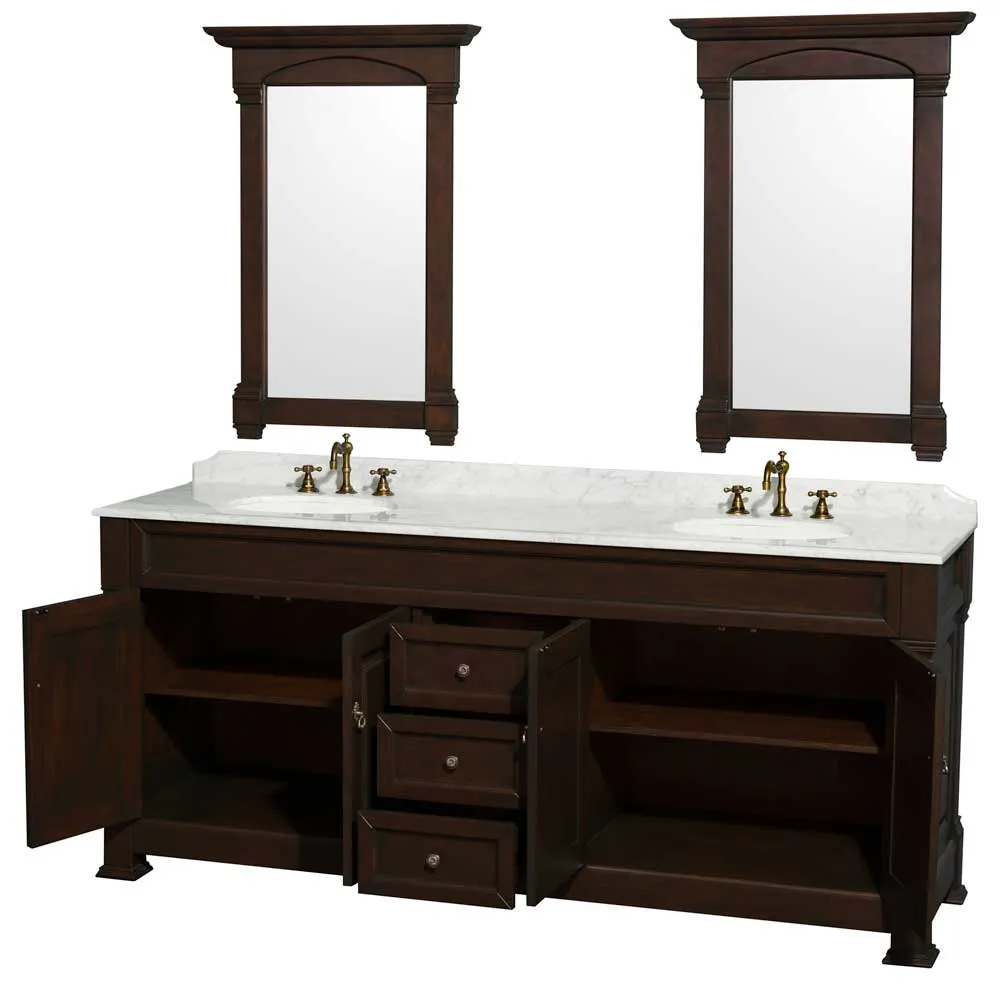 Andover 80 Inch Double Bathroom Vanity in Dark Cherry