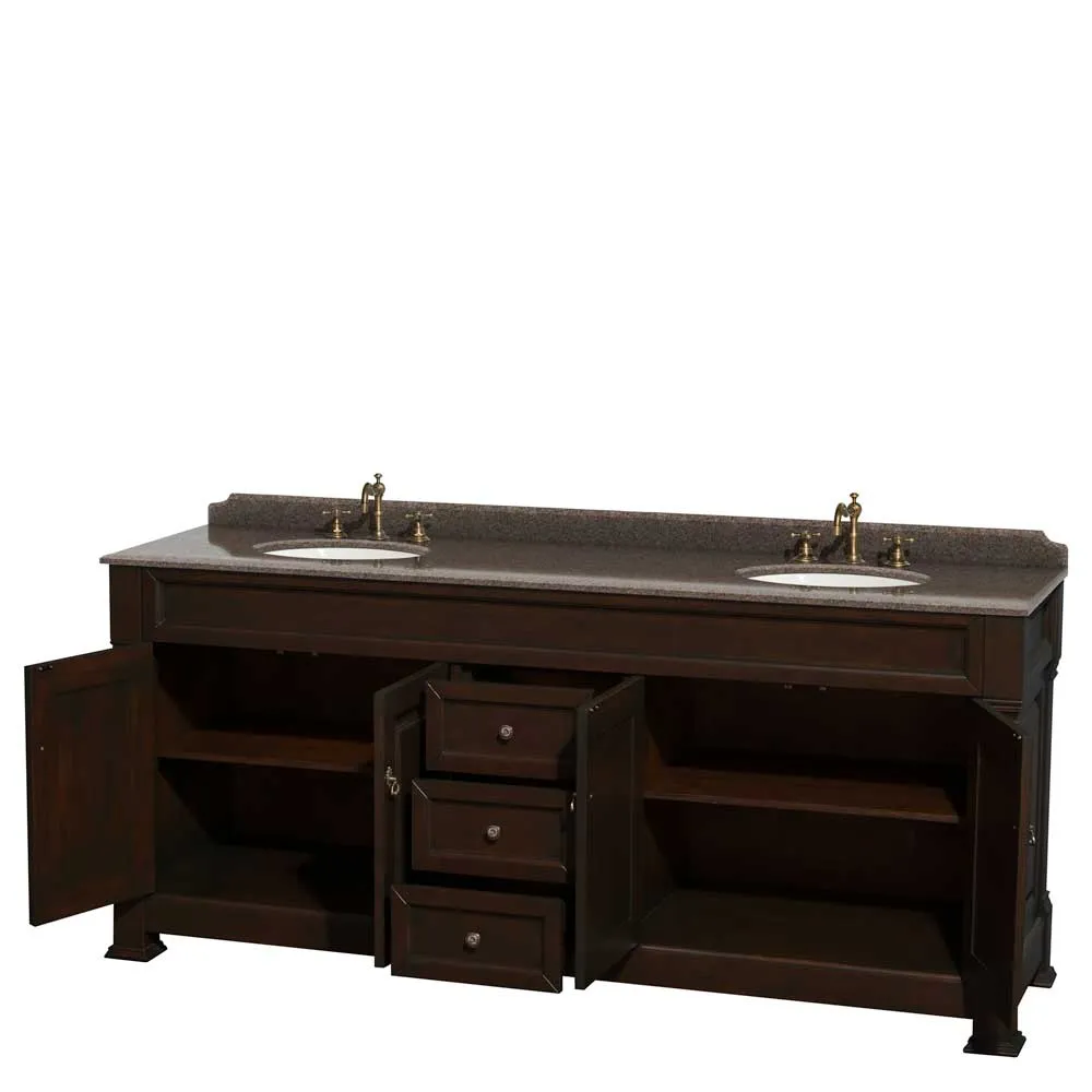Andover 80 Inch Double Bathroom Vanity in Dark Cherry