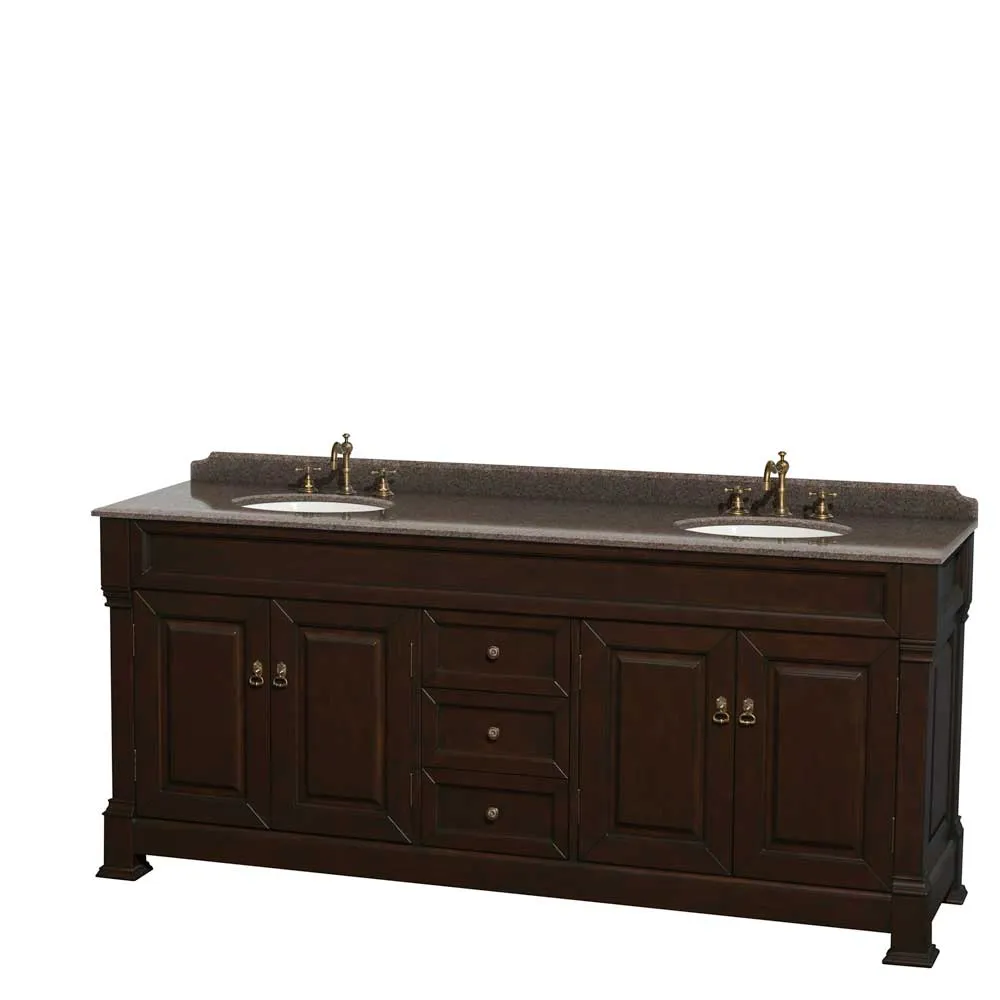 Andover 80 Inch Double Bathroom Vanity in Dark Cherry