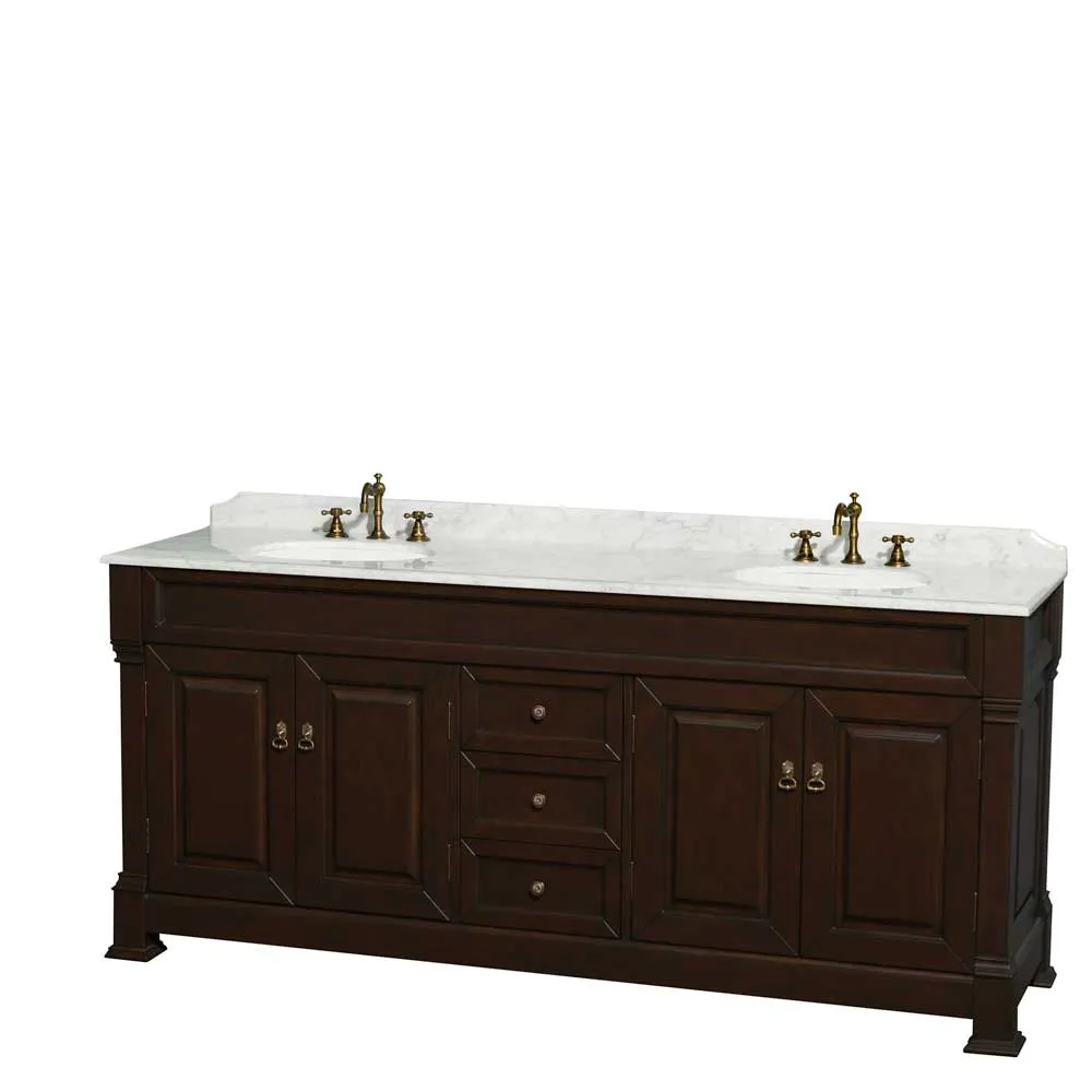 Andover 80 Inch Double Bathroom Vanity in Dark Cherry