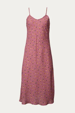 BIAS FLORAL-PRINT MIDI SLIP DRESS