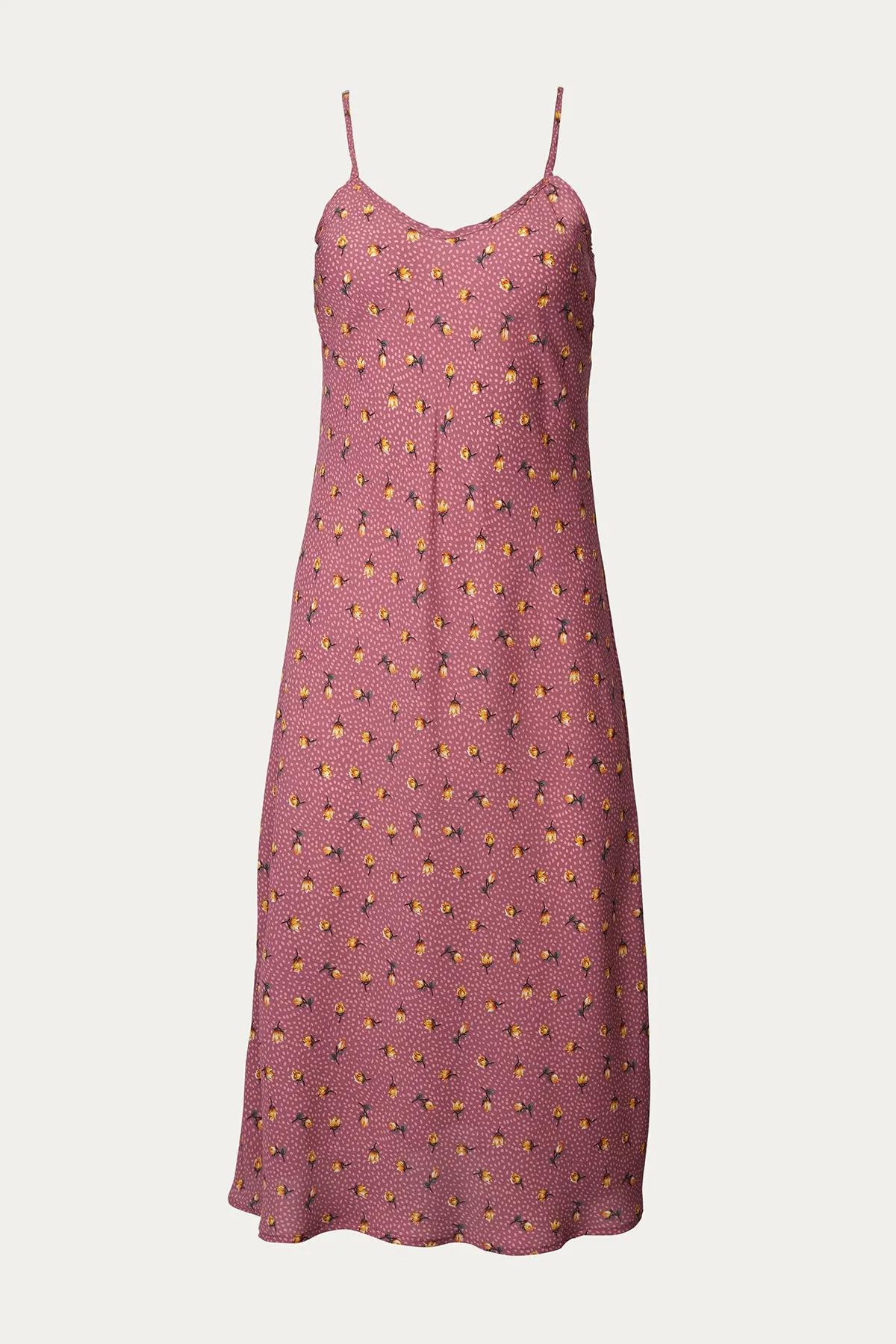 BIAS FLORAL-PRINT MIDI SLIP DRESS