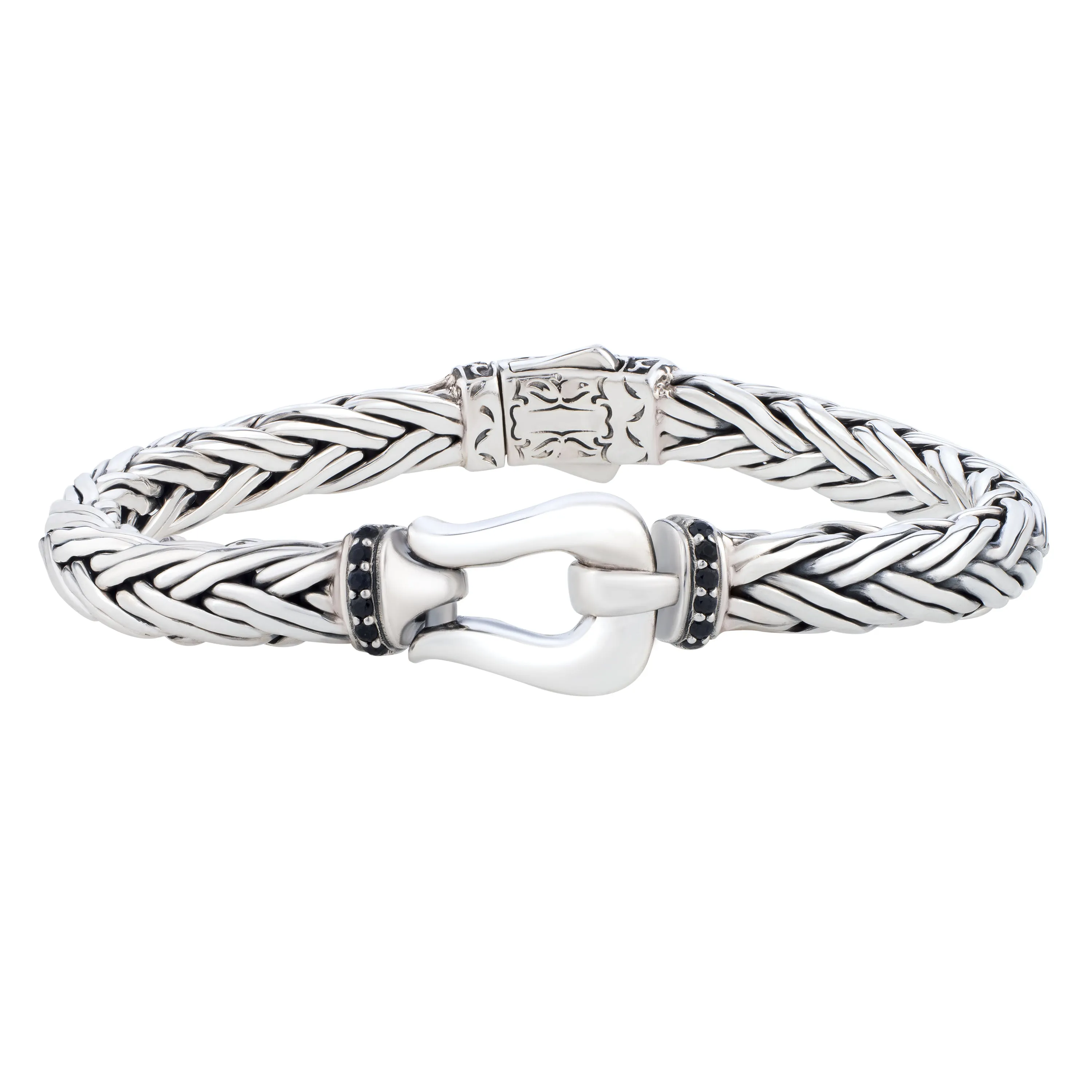 Black Sapphire Woven Palmier Hook Bracelet