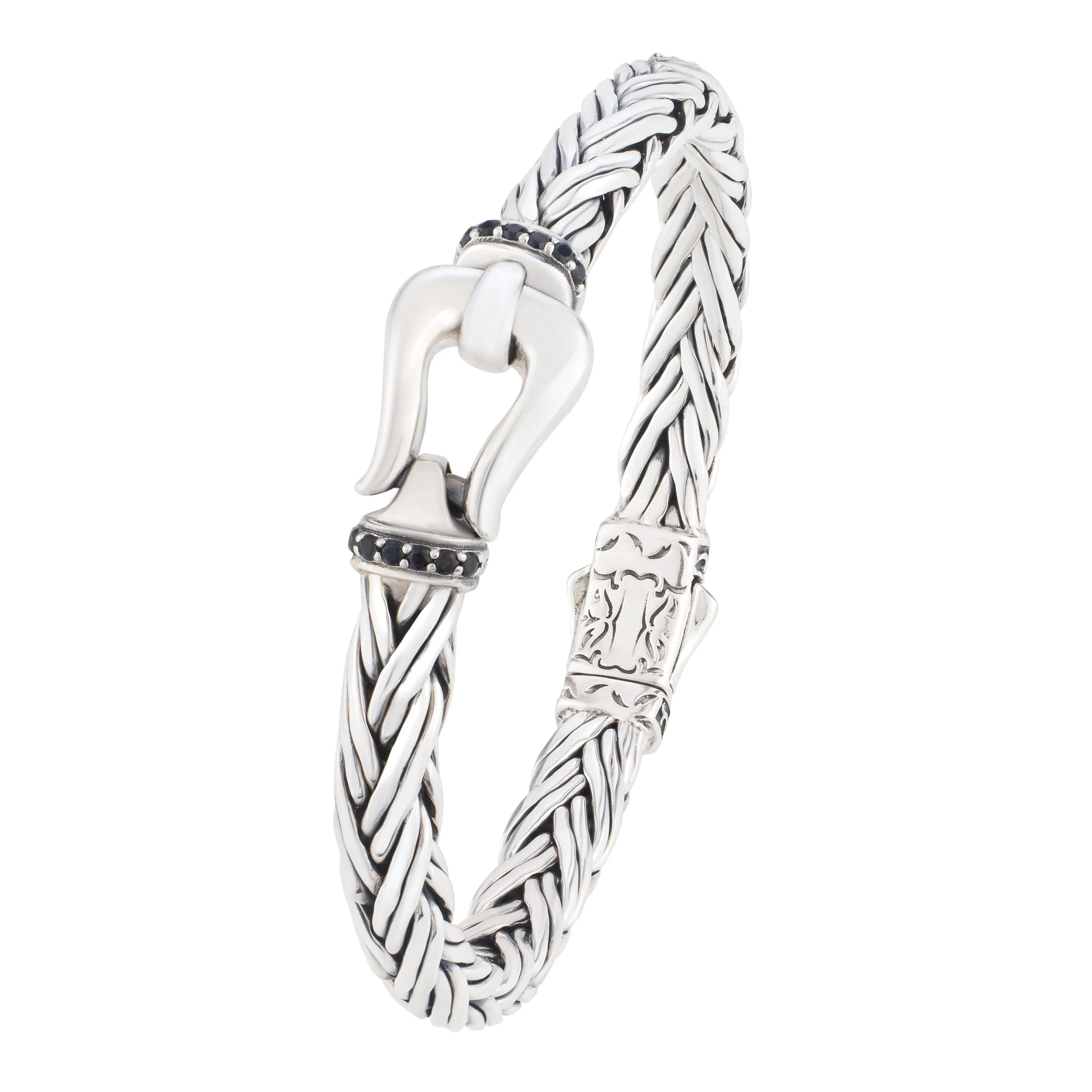 Black Sapphire Woven Palmier Hook Bracelet
