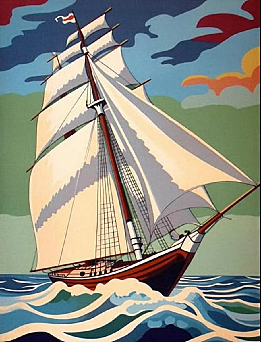 Boat Diy Paint By Numbers Kits UK For Adult Kids MJ8406