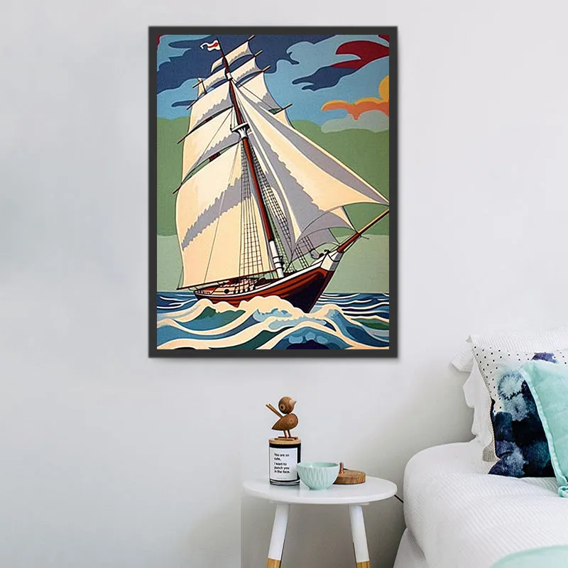 Boat Diy Paint By Numbers Kits UK For Adult Kids MJ8406