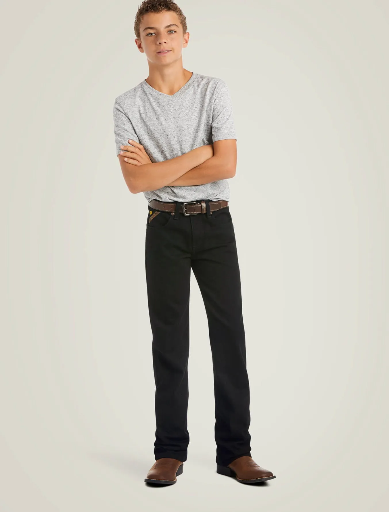Boys Ariat B5 Slim Stretch Legacy Black Straight Jean