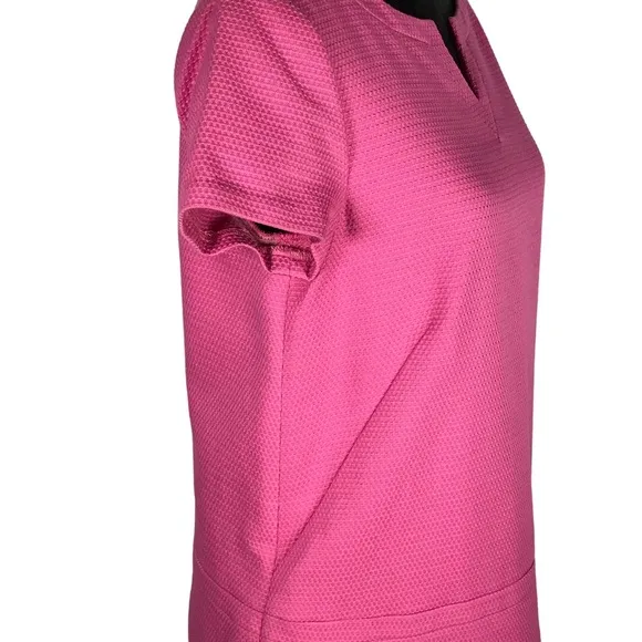 Brooks Brothers Pink Sheath Dress Pique Short Sleeve V-neck Drop Waist Cotton