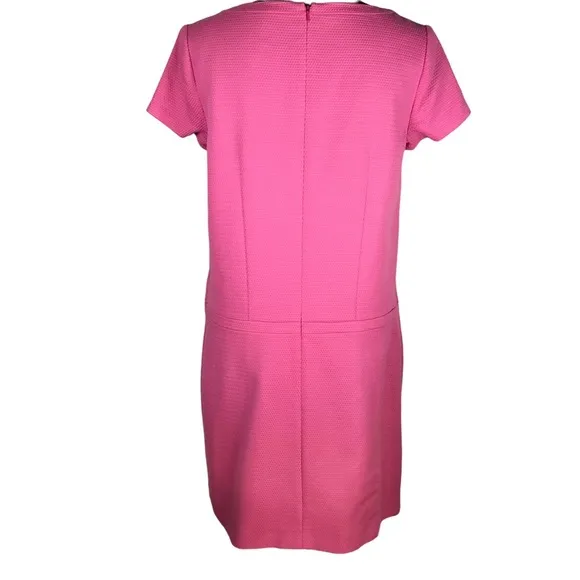 Brooks Brothers Pink Sheath Dress Pique Short Sleeve V-neck Drop Waist Cotton