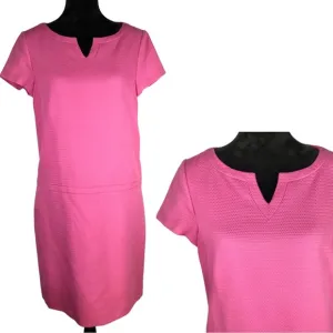 Brooks Brothers Pink Sheath Dress Pique Short Sleeve V-neck Drop Waist Cotton