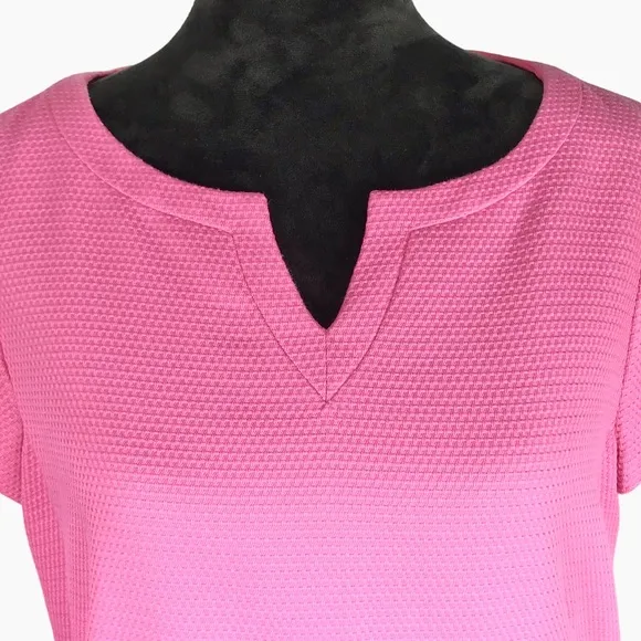 Brooks Brothers Pink Sheath Dress Pique Short Sleeve V-neck Drop Waist Cotton