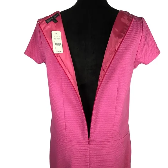 Brooks Brothers Pink Sheath Dress Pique Short Sleeve V-neck Drop Waist Cotton