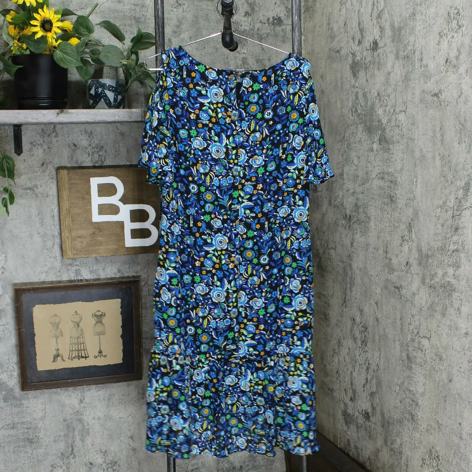 C. Wonder Women's Nantucket Floral Print Cold Shoulder Woven Dress