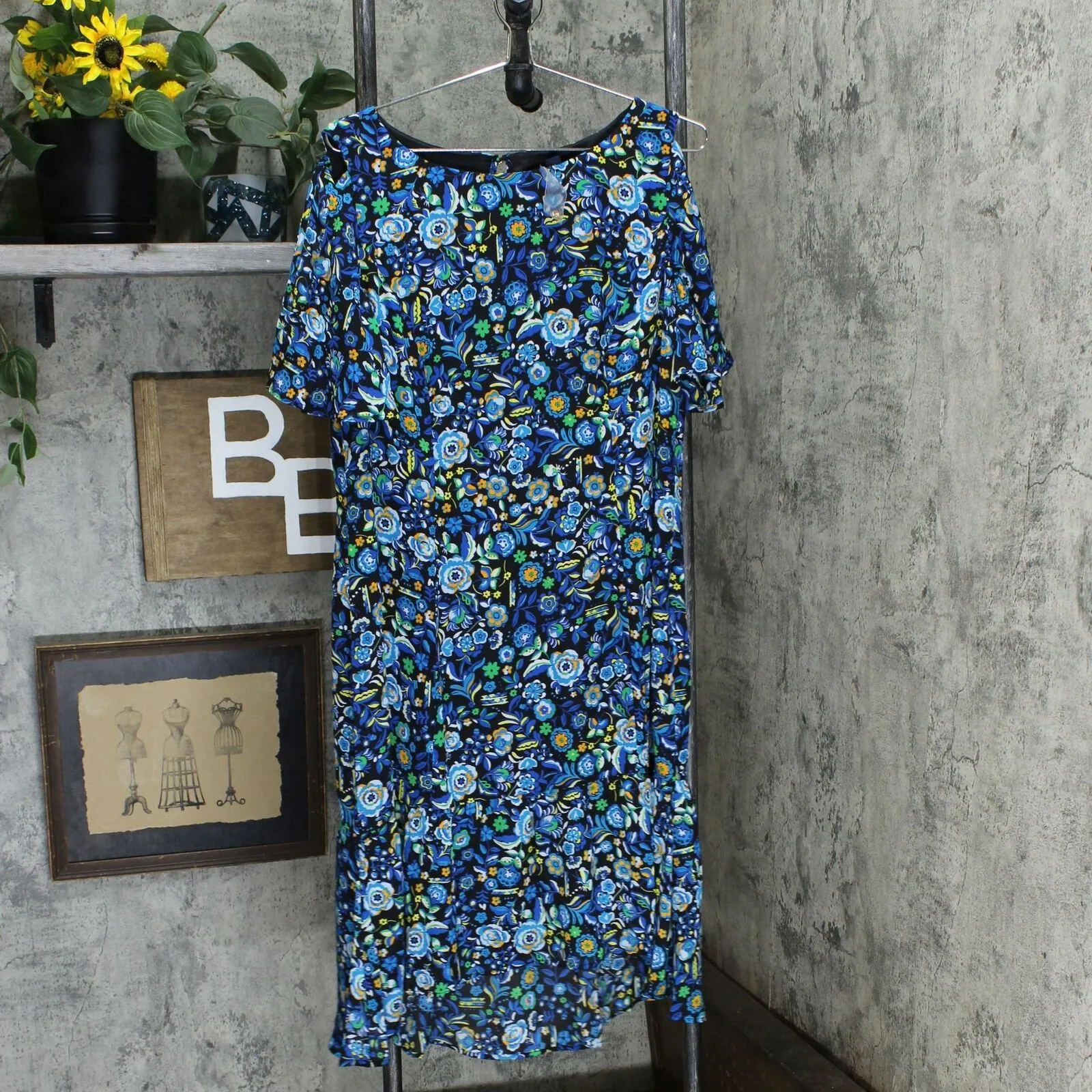 C. Wonder Women's Nantucket Floral Print Cold Shoulder Woven Dress