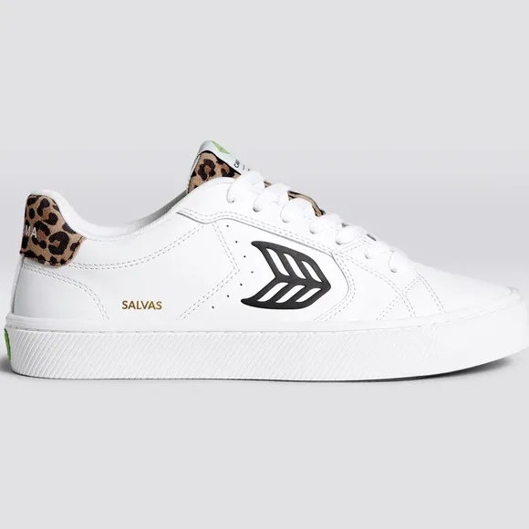 CARIUMA SALVAS White LWG Leather/Leopard &amp; Black sneakers