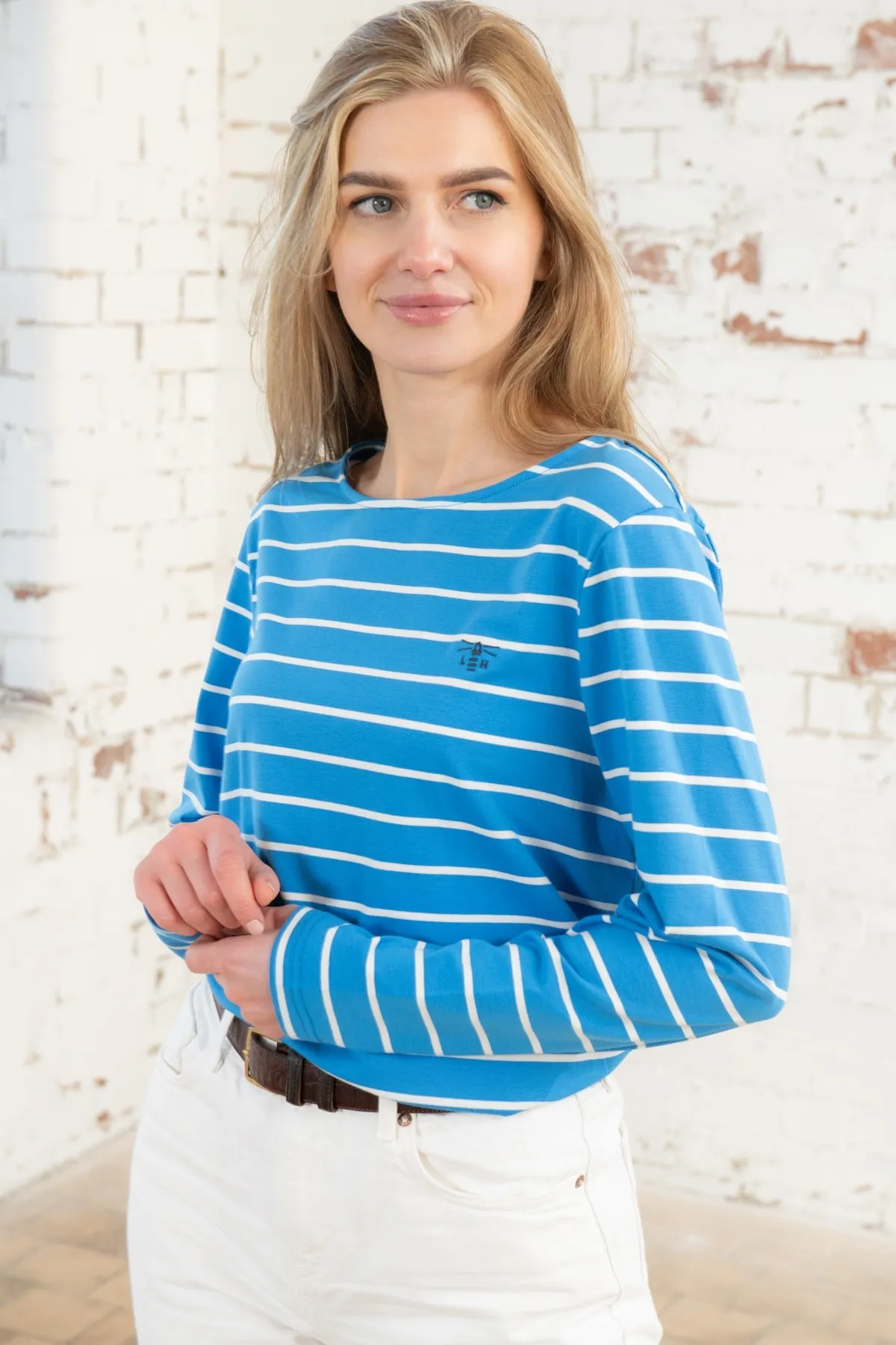 Causeway Breton Top - Azure Blue Stripe