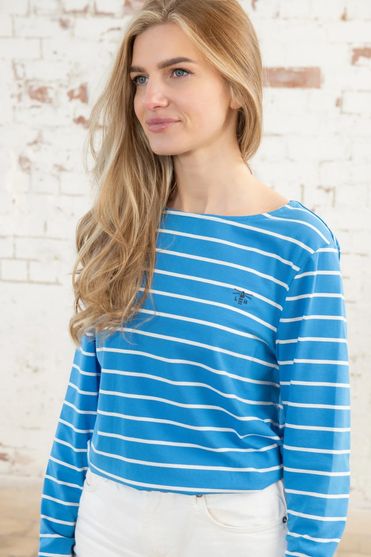 Causeway Breton Top - Azure Blue Stripe
