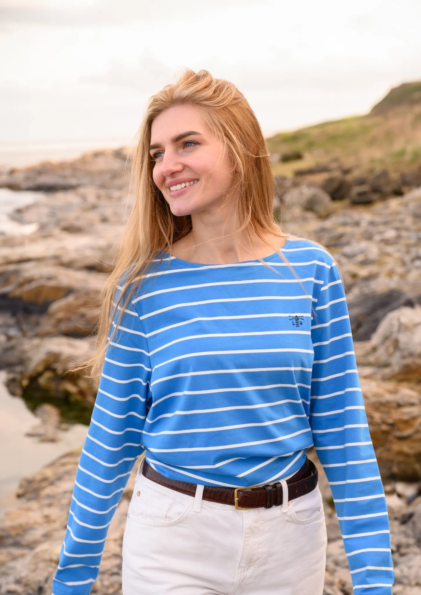 Causeway Breton Top - Azure Blue Stripe