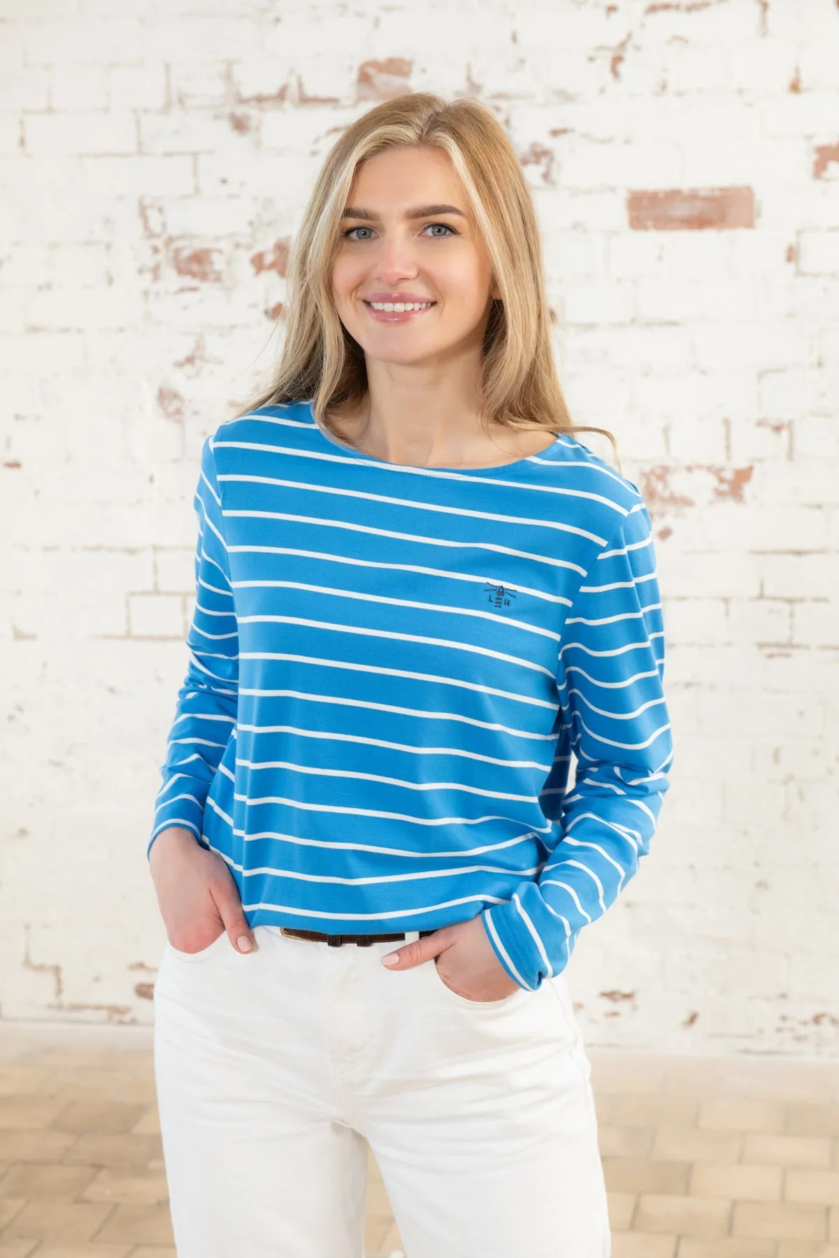 Causeway Breton Top - Azure Blue Stripe
