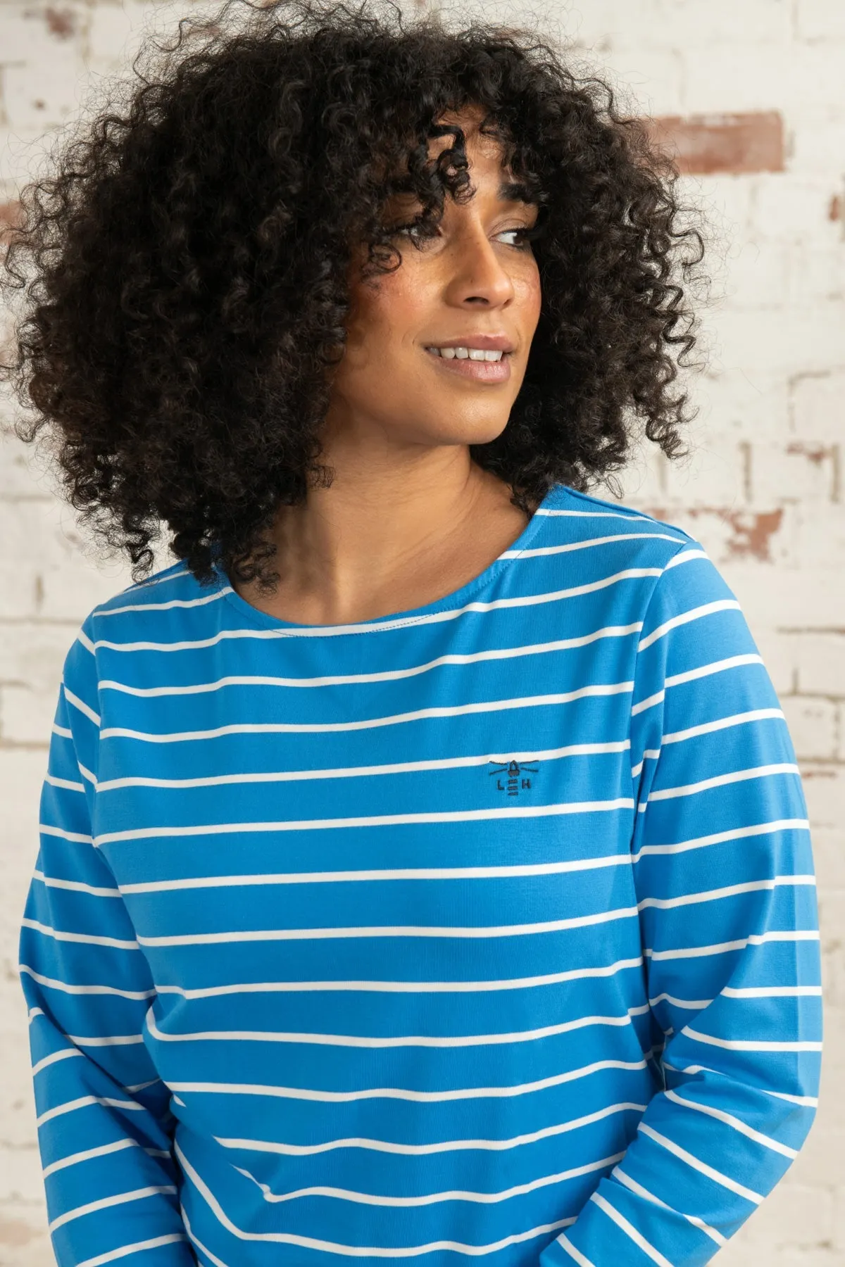 Causeway Breton Top - Azure Blue Stripe