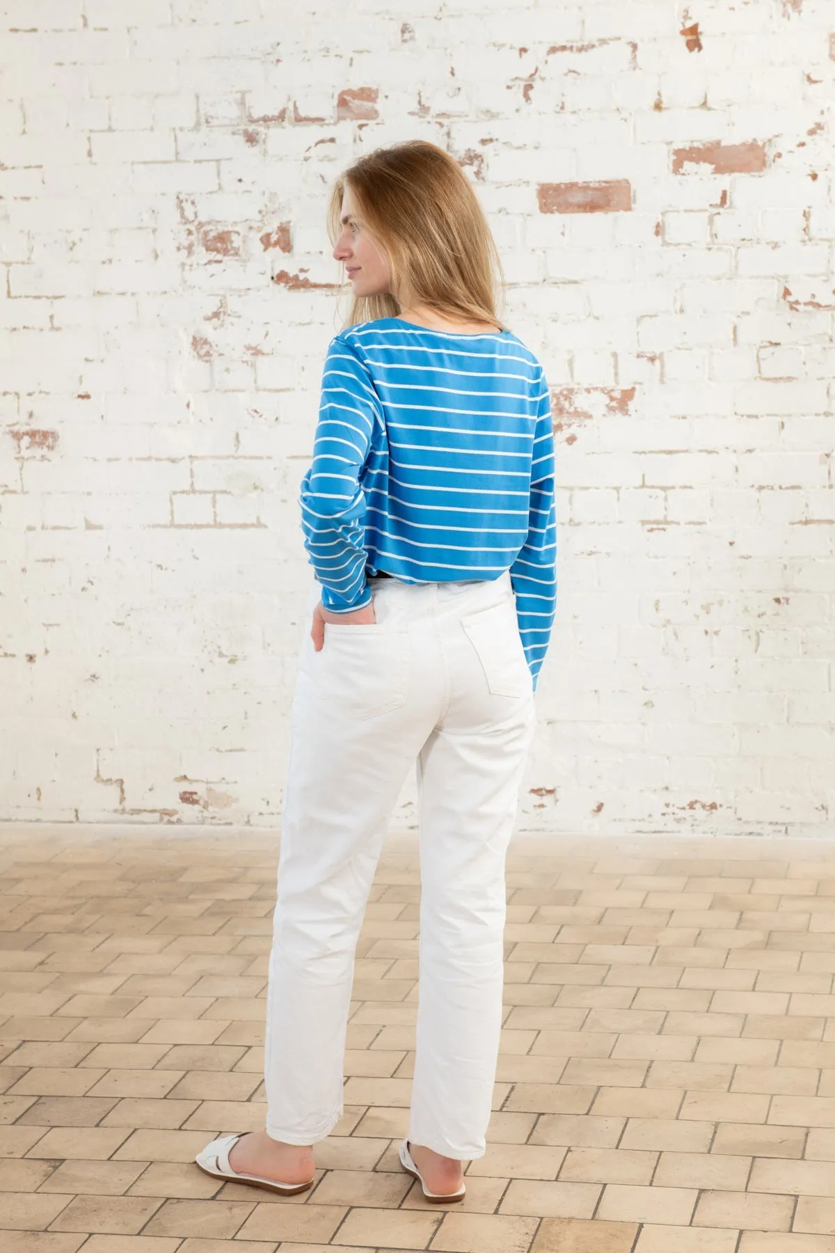 Causeway Breton Top - Azure Blue Stripe