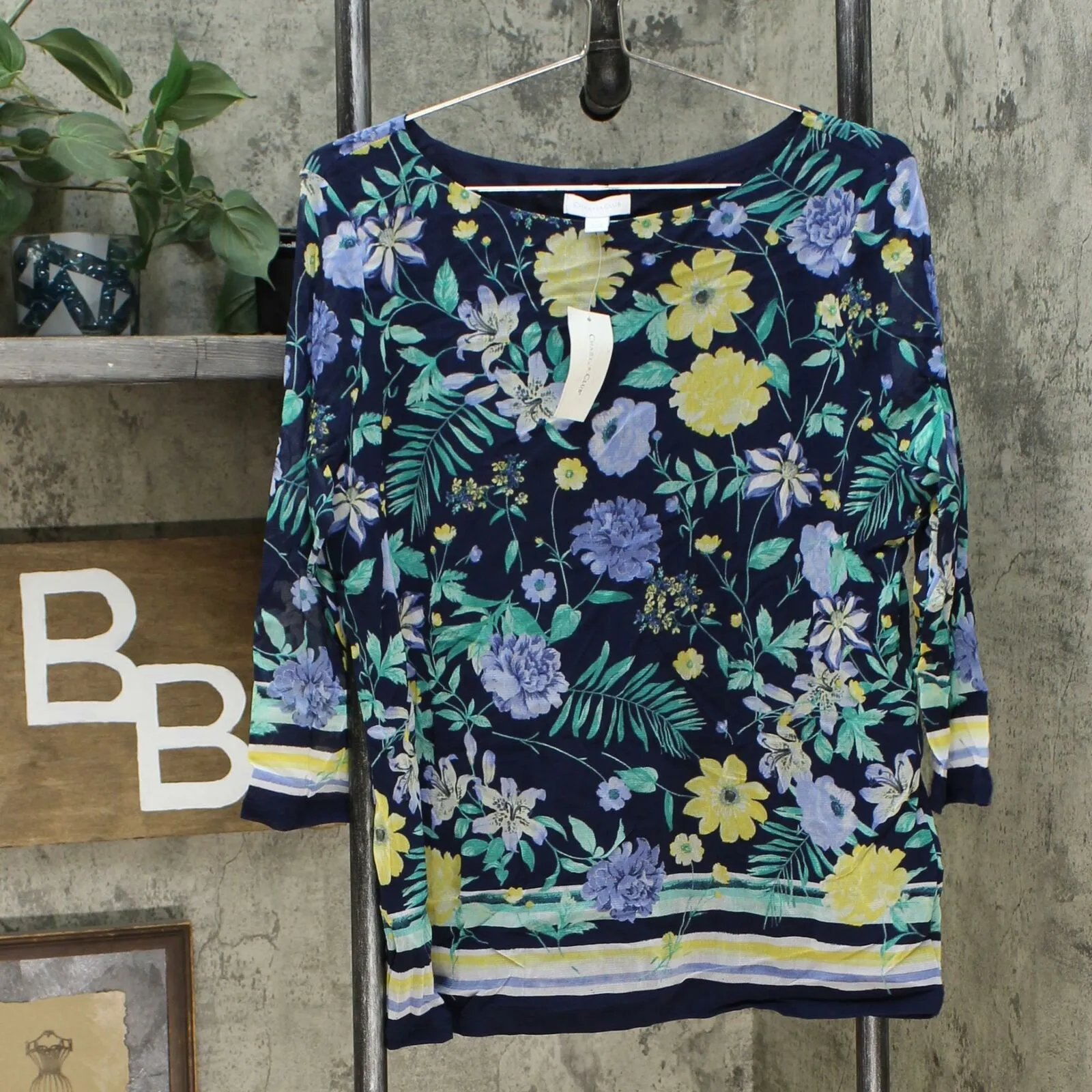 Charter Club Women's Floral Print Boat Neck Top