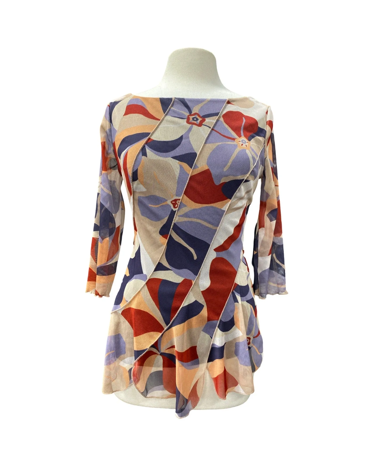 COLETTE Diagonal Panels Scalloped Hem Top