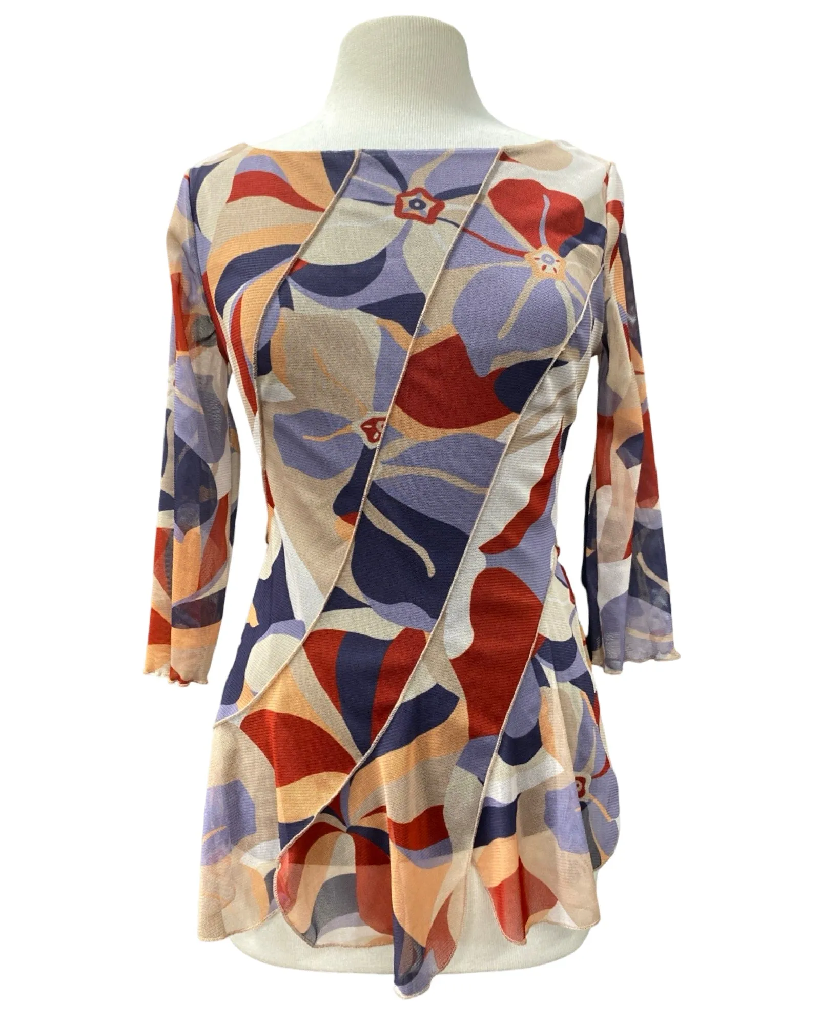 COLETTE Diagonal Panels Scalloped Hem Top