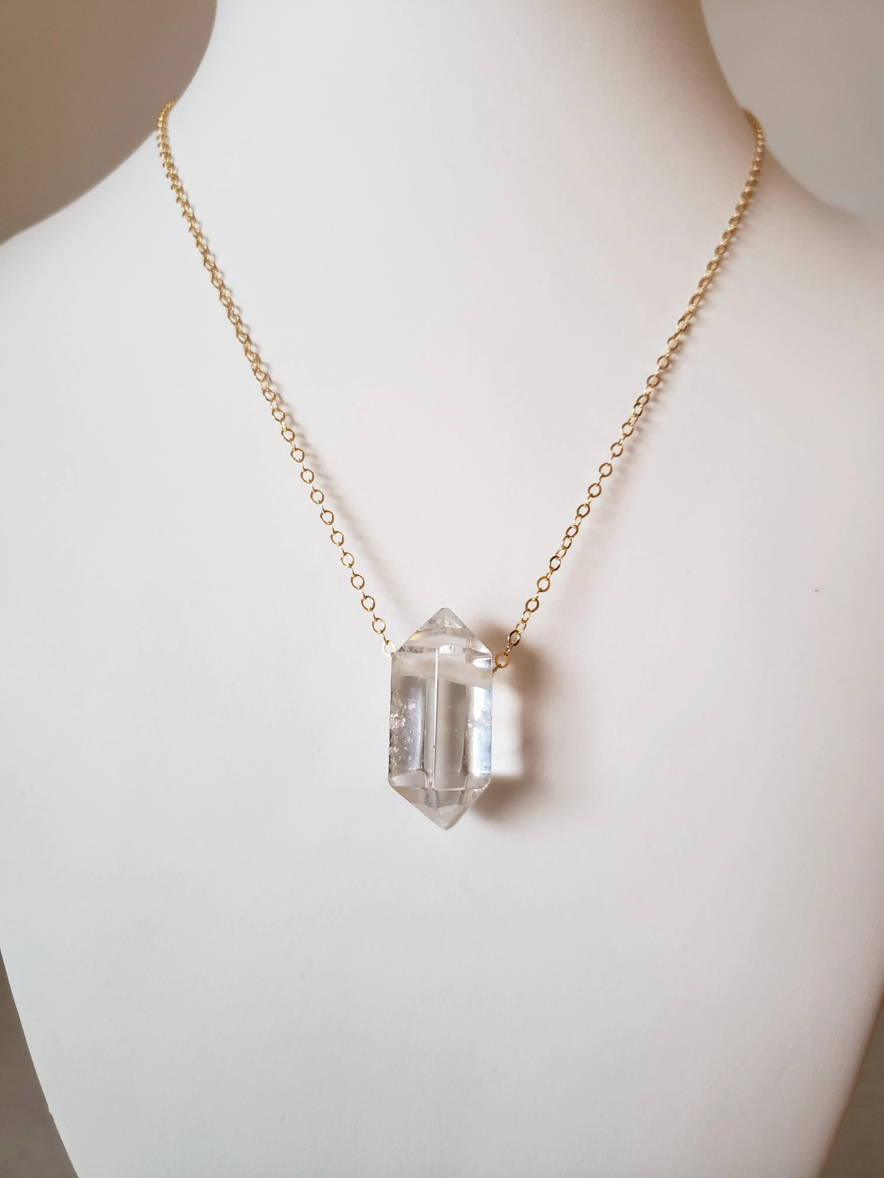 Crystal Quartz Generator Point On A Delicate Gold-Filled Chain Necklace Amplifies Your Energy.