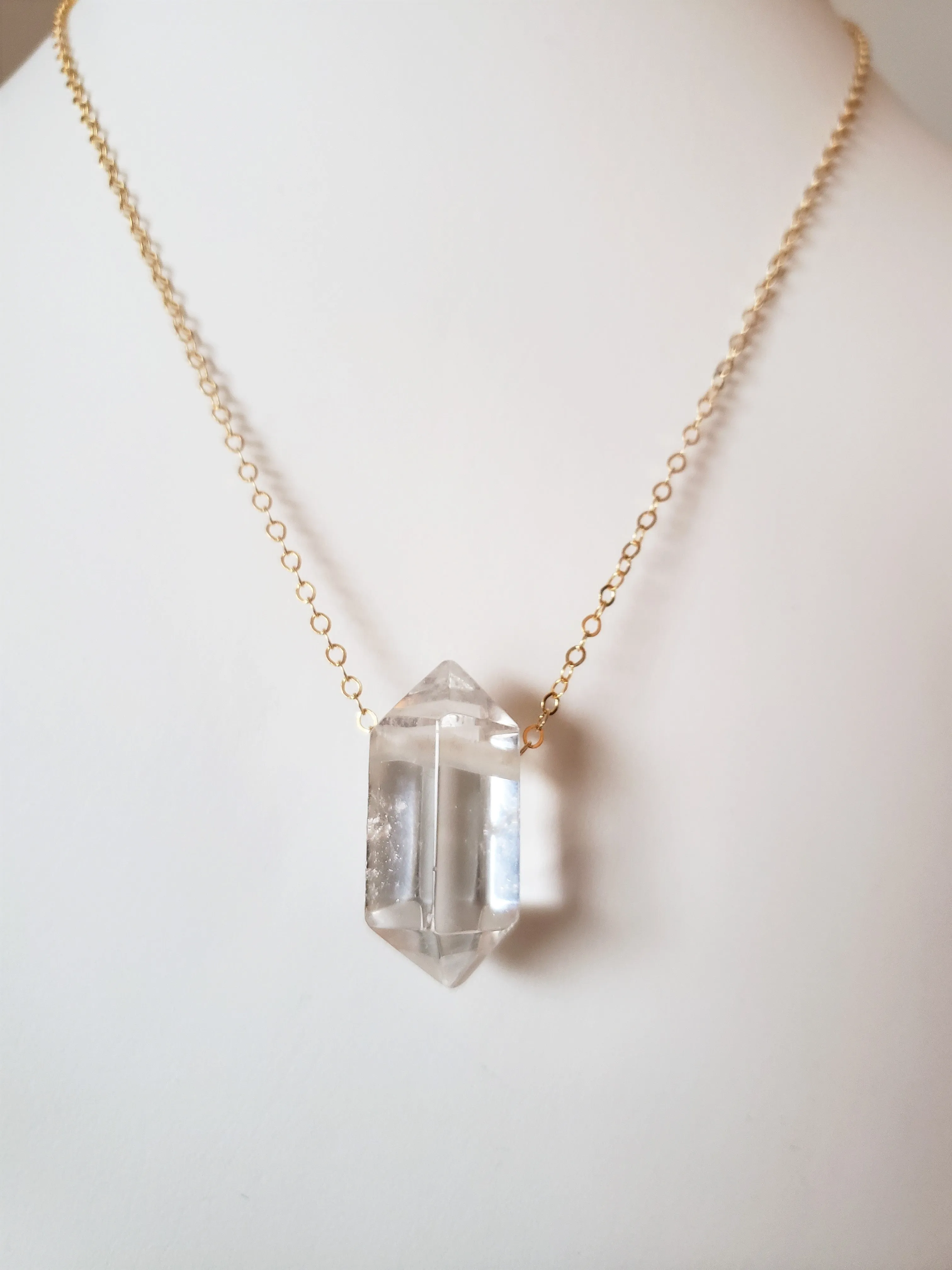 Crystal Quartz Generator Point On A Delicate Gold-Filled Chain Necklace Amplifies Your Energy.