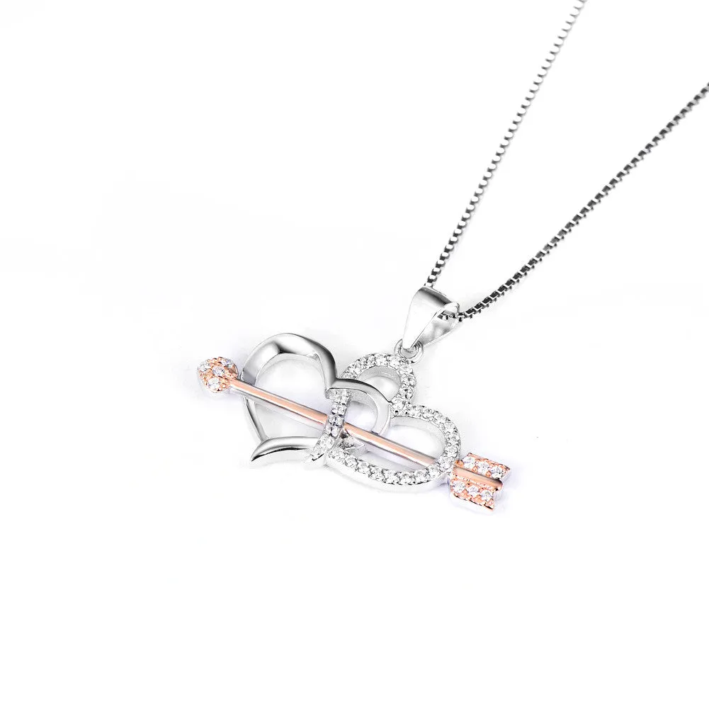 Cupid's Arrow and Heart Pendant Necklace