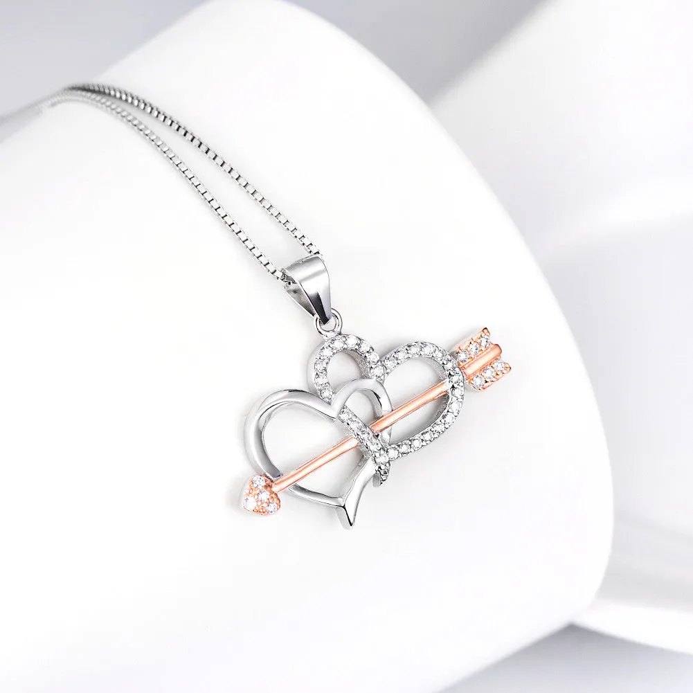 Cupid's Arrow and Heart Pendant Necklace
