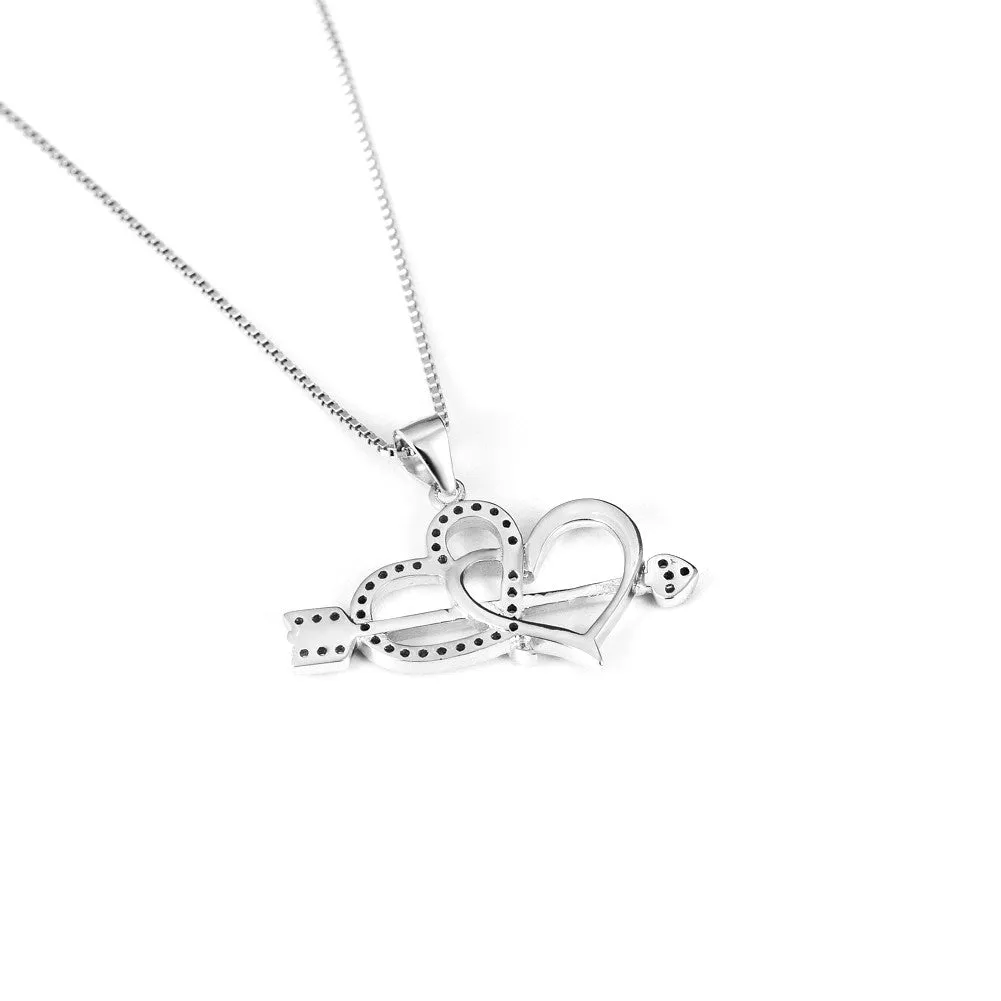 Cupid's Arrow and Heart Pendant Necklace