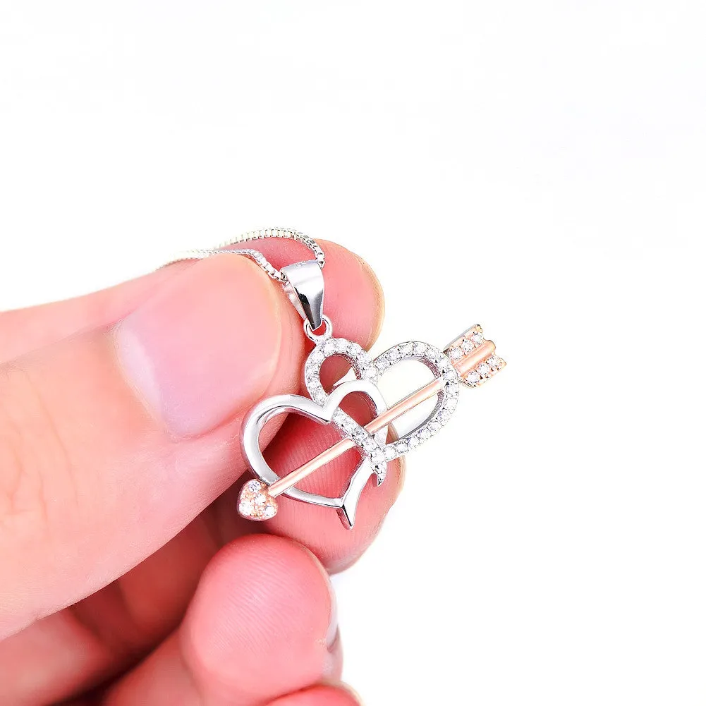 Cupid's Arrow and Heart Pendant Necklace